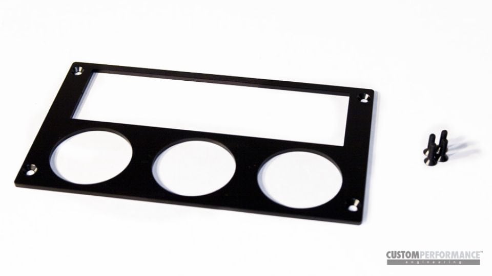 cp-e™ Ford Mustang '87-'93 Billet Radio Gauge Pod Bezel, Three 2 1/16th Gauges