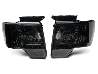 Raxiom 09-14 Ford F-150 Axial OEM Style Rep Faros delanteros - Carcasa cromada - Lente ahumada