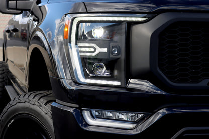 AlphaRex 21-22 Ford F150 Luxx-Series Projector Headlights Black w/Activ Light/Seq Signal