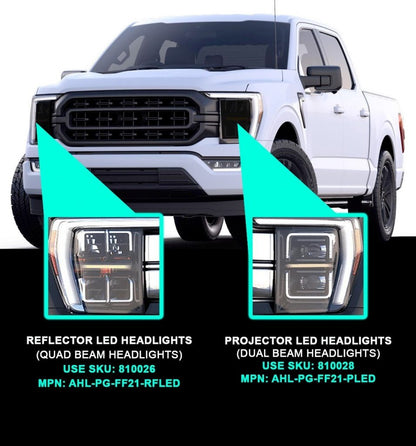 AlphaRex 21-22 Ford F150 Luxx-Series Projector Headlights Black w/Activ Light/Seq Signal