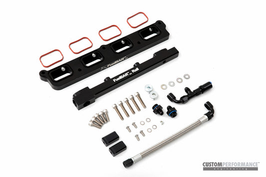 cp-e™ Fuelbar Ford EcoBoost Mustang '15- Port Fuel Sandwich Plate & Fuel Rail / Billet Aluminum | 4 Port Injector Locations | Return or Returnless l E85 Safe | Anodized