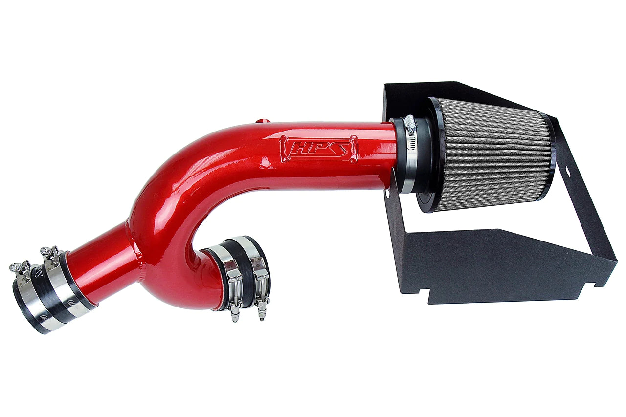 Kit de admisión de aire frío HPS rojo con protector térmico para Ford F150 3.5L Ecoboost Turbo 15-16