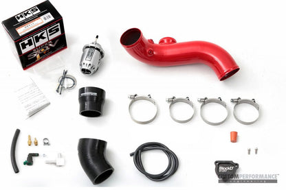 cp-e™ Ford EcoBoost Mustang '15-, cp-e Exhale BOV Kit for VTA / Hard Pipe to Throttle, HKS SSQV Flange - VALVE NOT INCLUDED l Race Red