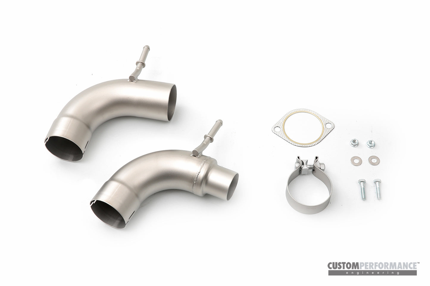 cp-e™ Ford EcoBoost Mustang '15-, QKspl Downpipe,  Stock Flange Back, 2.25" or 3.00" Catback Connection, 304 Stainless Steel | NO CAT, OFF ROAD USE ONLY