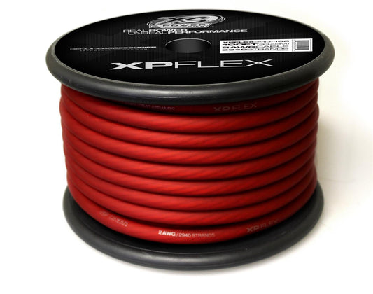 Cable XS Power Baterías 2 AWG, 2940 hilos, 10% OFC, 90% CCA, rojo helado, carrete de 100'