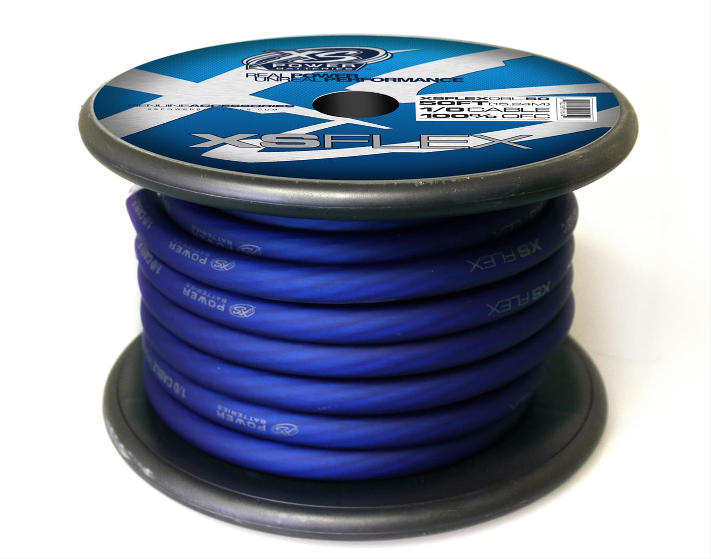 Cable XS Power Baterías 4 AWG, cobre estañado 100% libre de oxígeno, azul helado, carrete de 100'