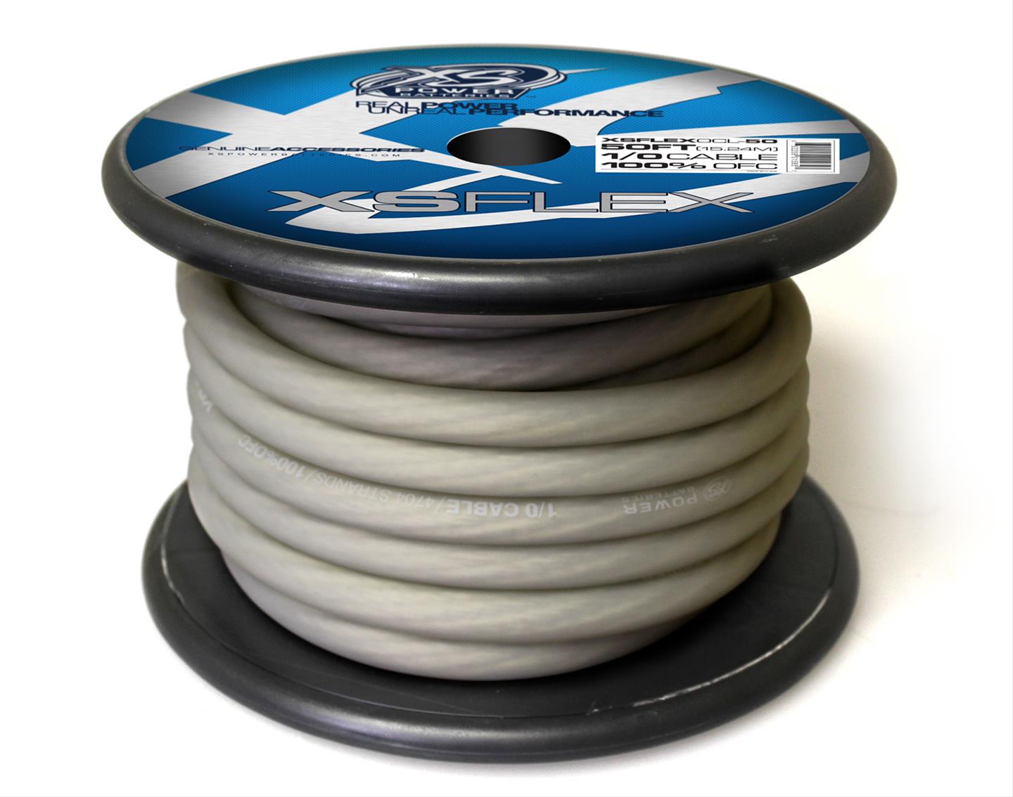 Cable XS Power Baterías 4 AWG, cobre estañado 100% libre de oxígeno, transparente helado, carrete de 100'