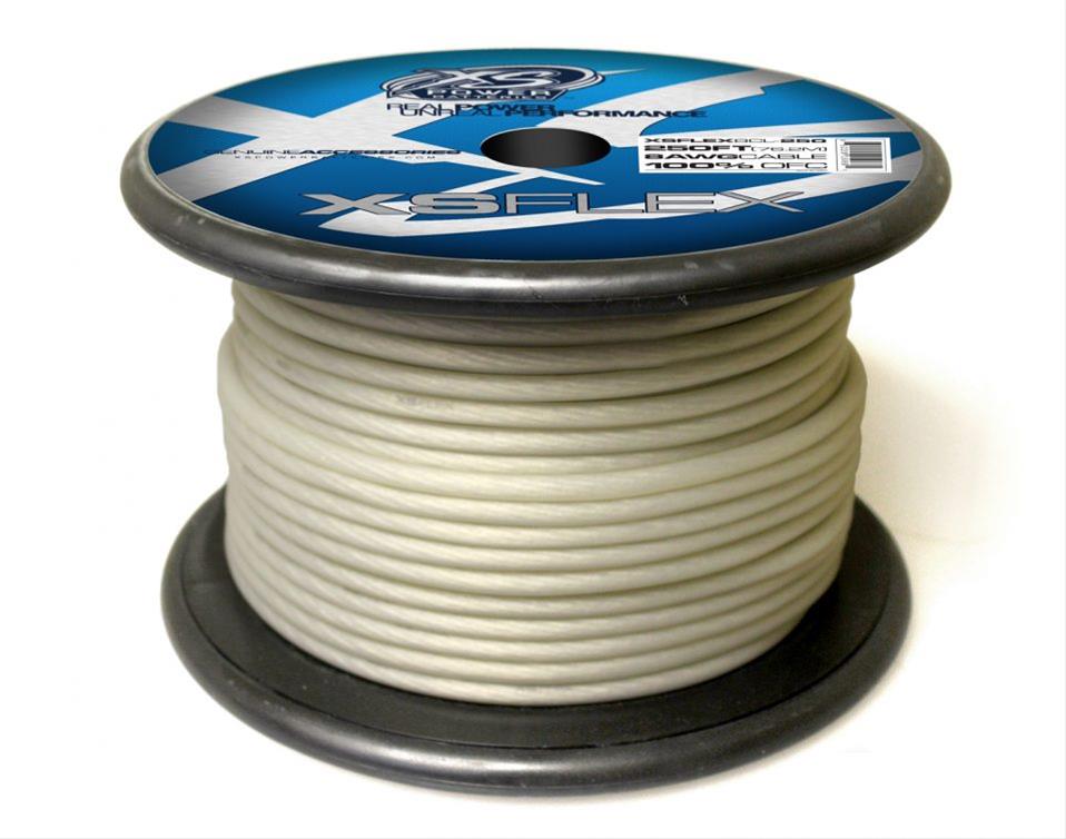 Cable XS Power Battery de 8 AWG, cobre estañado 100 % libre de oxígeno, transparente helado, carrete de 250'