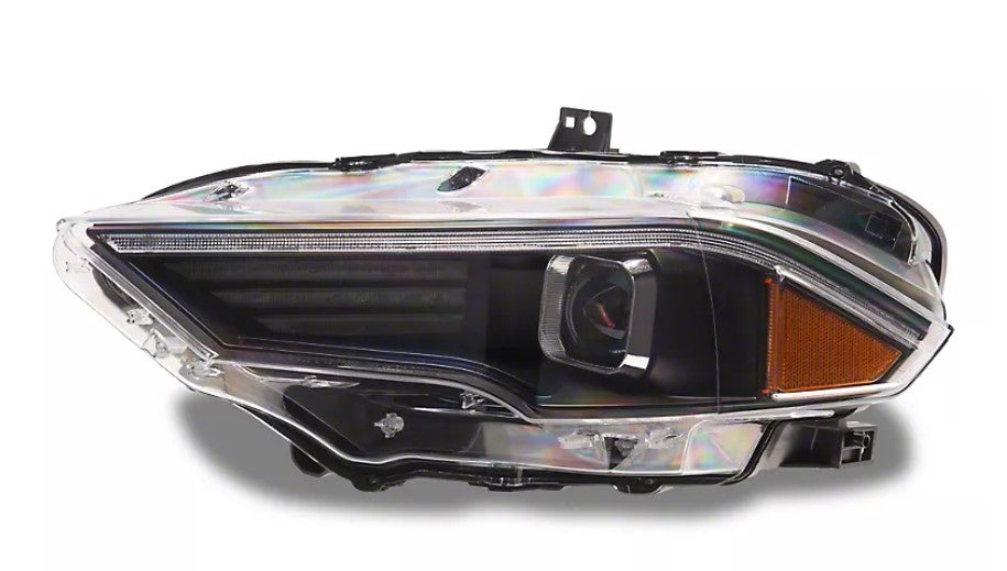 Raxiom 18-23 Ford Mustang GT EcoBoost LED Projector Headlights- Black Housing (Clear Lens)