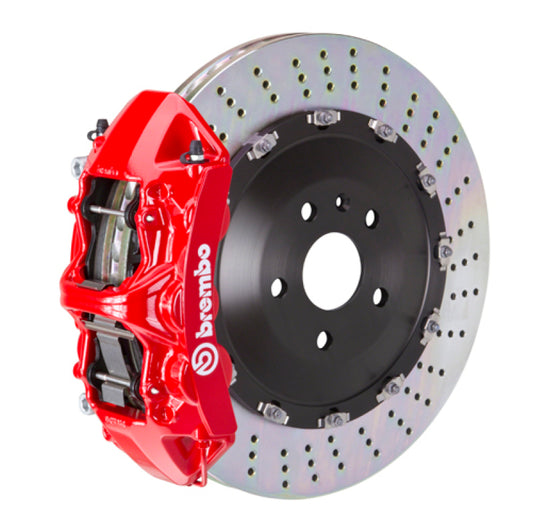 Brembo 15-23 Mustang GT (S550) Front GT BBK 6 Piston Cast 405x34 2pc Rotor Drilled-Red