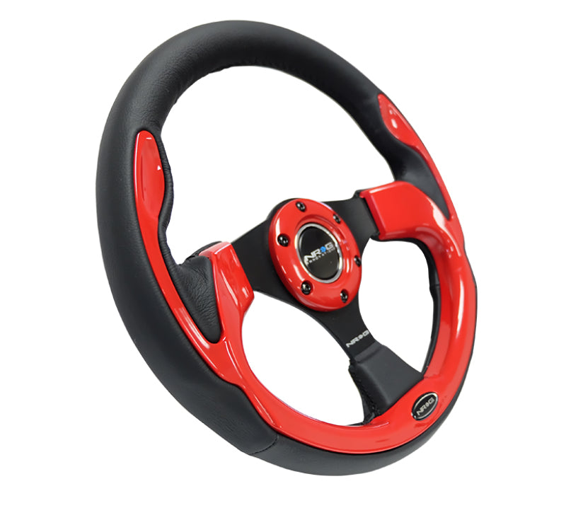 Volante reforzado NRG (320 mm) negro con borde rojo y 3 radios de 5 mm