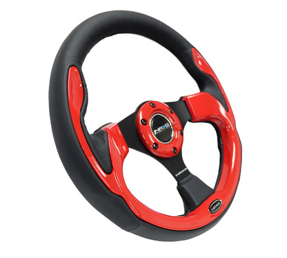 Volante reforzado NRG (320 mm) negro con borde rojo y 3 radios de 5 mm