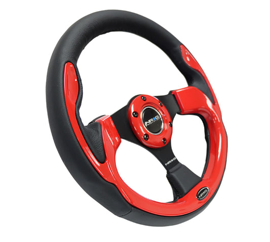 Volante reforzado NRG (320 mm) negro con borde rojo y 3 radios de 5 mm