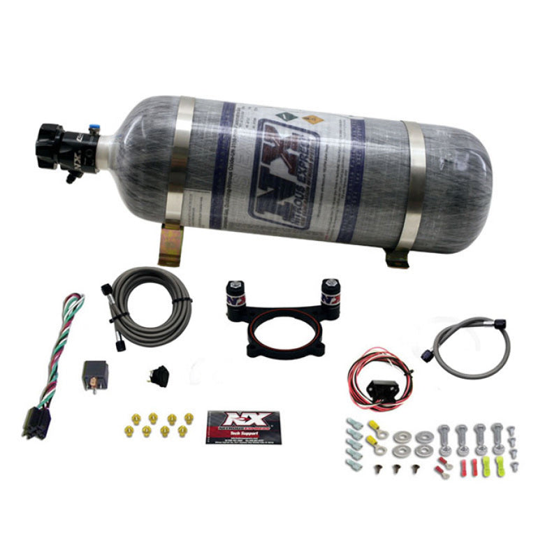 Nitrous Express 11-15 Ford Mustang GT 5.0L Coyote 4 Valve Nitrous Plate Kit (50-200HP) w/Comp Bottle