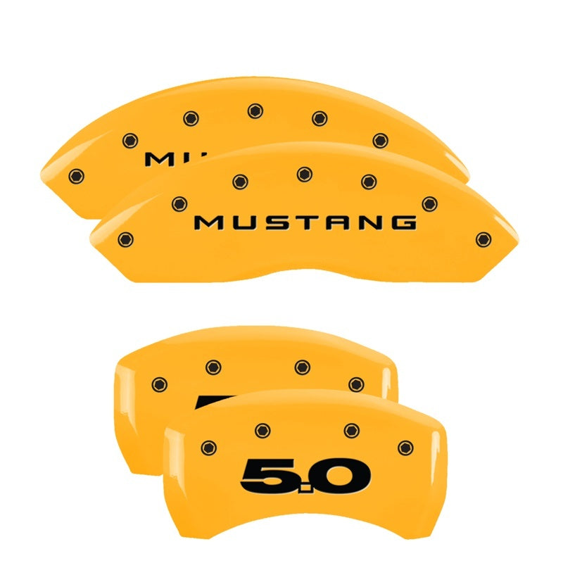 Cubiertas de pinza MGP 4 Grabado Delantero Mustang Grabado Trasero 50 Acabado amarillo negro ch