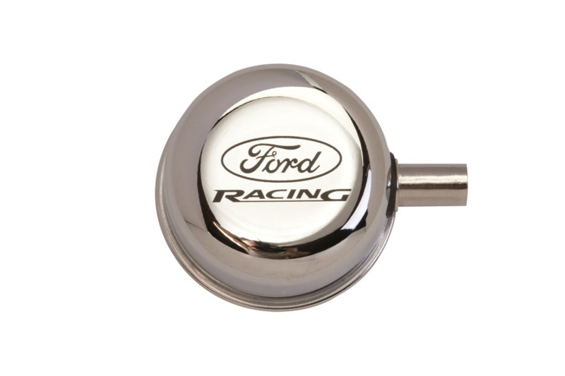 Tapa de respiradero cromada Ford Racing con logotipo de Ford Racing