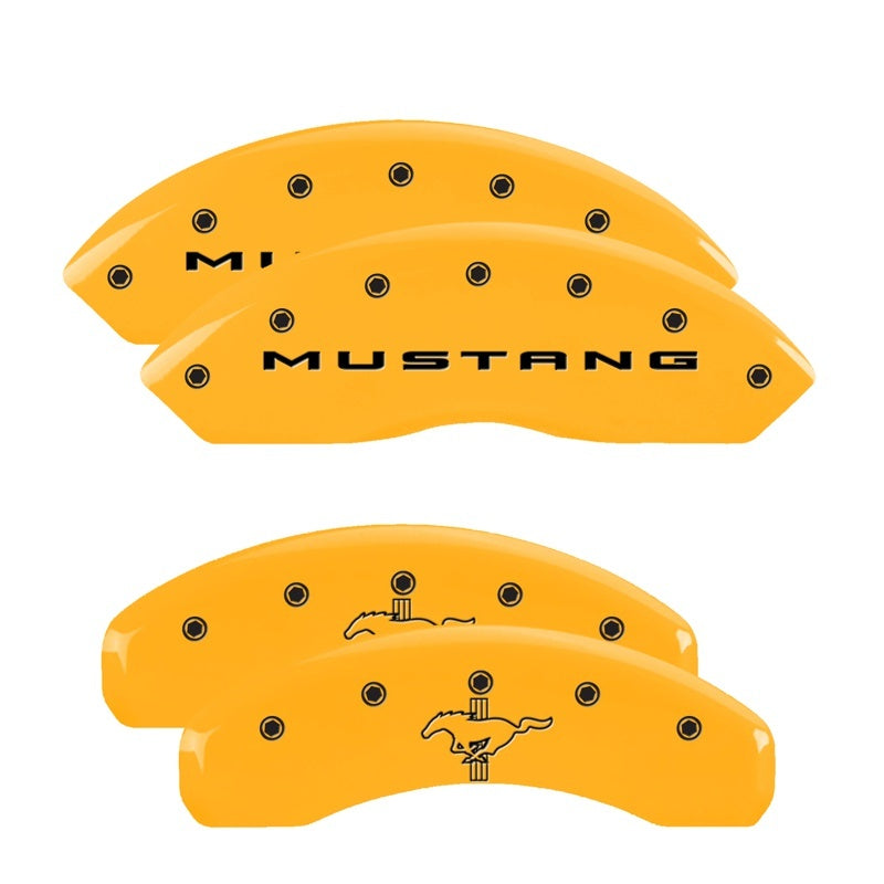 Cubiertas de pinza MGP 4 grabadas delanteras 2015/Mustang grabadas traseras 2015/Bar &amp; Pony acabado amarillo negro ch