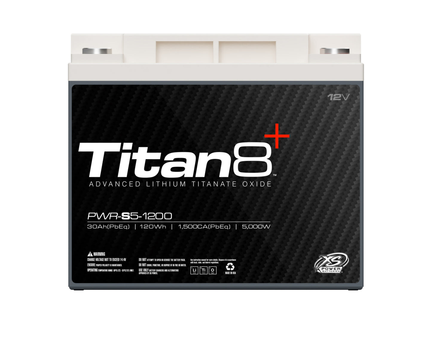 Baterías XS Power de litio Titan 8 de 12 V - Pernos de terminal M6 incluidos 2000 amperios máximos