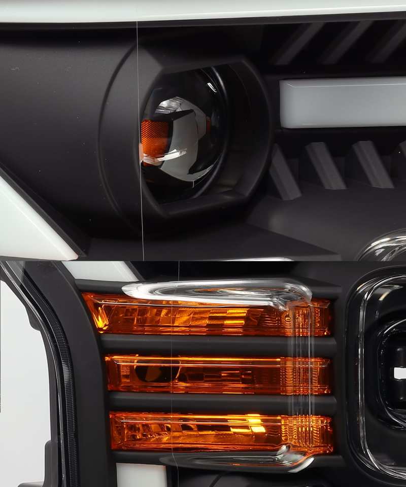 AlphaRex 15-17 Ford F-150 PRO-Series Projector Headlights Plank Style Black w/Activ Light/Seq Signal