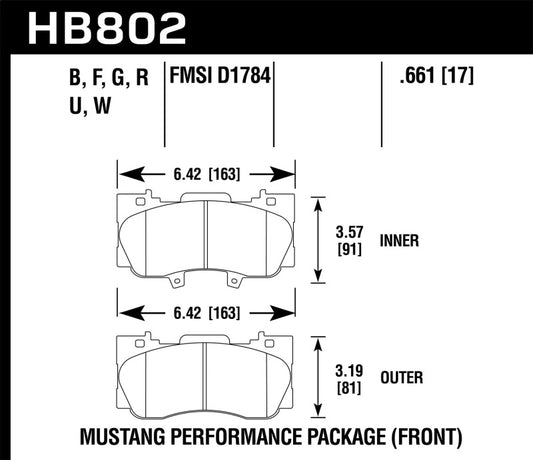 Hawk 15-17 Ford Mustang Performance Package HPS 5.0 Pastillas de freno delanteras
