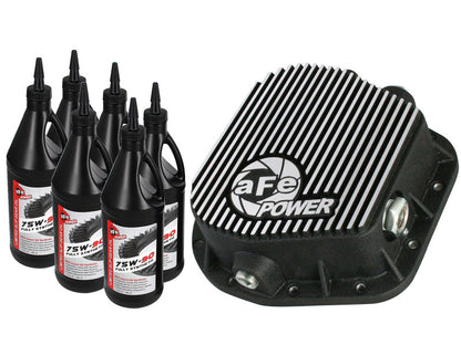 aFe Power Cubierta del diferencial trasero (mecanizada) 12 pernos 9.75 pulgadas 97-16 Ford F-150 con aceite para engranajes 4 QT