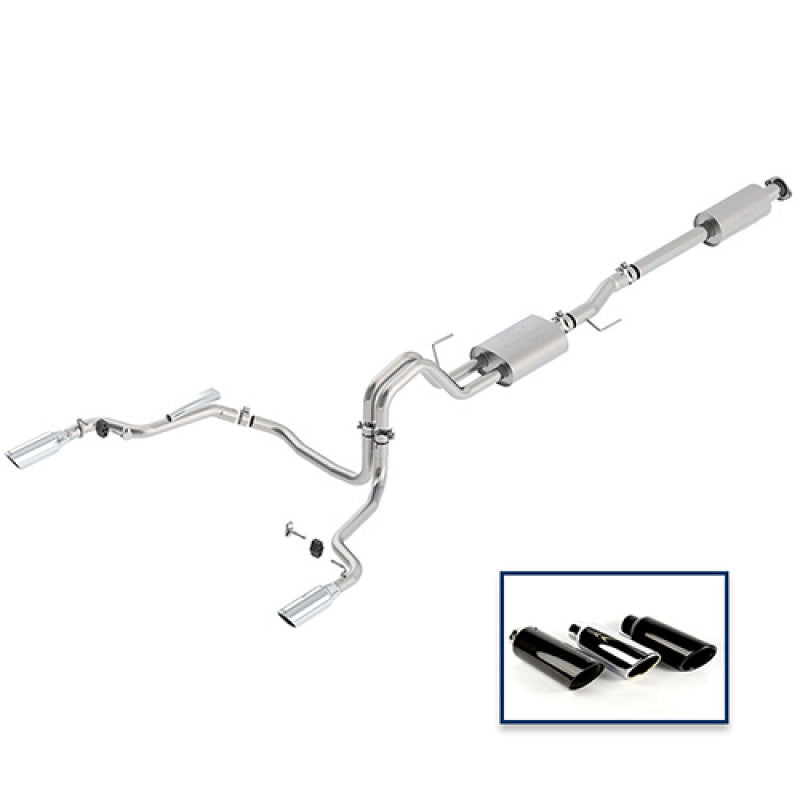 Ford Racing 15-18 F-150 5.0L Cat-Back Touring Exhaust System - Rear Exit Chrome Tips