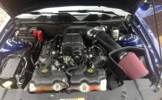 JLT 11-14 Ford Mustang GT (w/Roush/Whipple S/C) Entrada de aire grande texturizada negra con filtro rojo -Tune Req