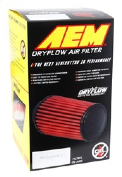 Filtro de aire cónico AEM DryFlow de 5,25 pulgadas de diámetro exterior de base / 4,75 pulgadas de diámetro exterior superior / 7 pulgadas de altura