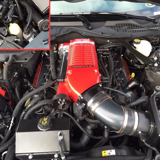 UPR 15-17 Mustang GT Whipple de válvula única / VMP ODIN Plug N Play Separador de latas de captura de aceite