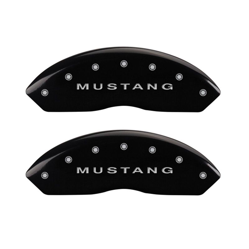 Cubiertas de pinza MGP 4 Mustang delantero grabado Barra trasera grabada y Pony Acabado en negro plateado ch