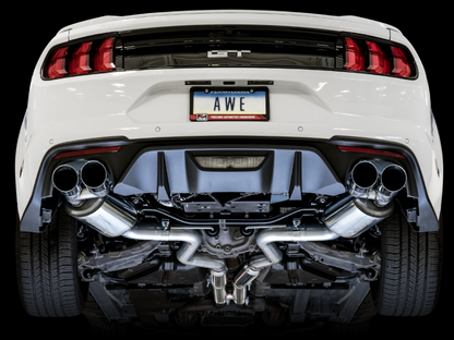 AWE Tuning 2018+ Ford Mustang GT (S550) Escape con respaldo de gato - Edición Touring (puntas plateadas cromadas cuádruples)