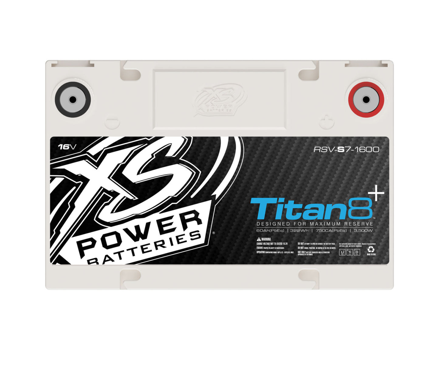 Baterías XS Power Titan de litio de 16 V, 8 baterías - Terminales de perno de 3/8" incluidos 1000 amperios máximos