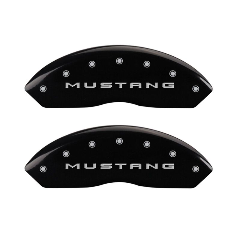 Tapas de pinza MGP 4 Delanteras grabadas 2015/Mustang Traseras grabadas 2015/37 Acabado negro plata ch