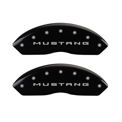 Tapas de pinza MGP 4 Delanteras grabadas 2015/Mustang Traseras grabadas 2015/37 Acabado negro plata ch