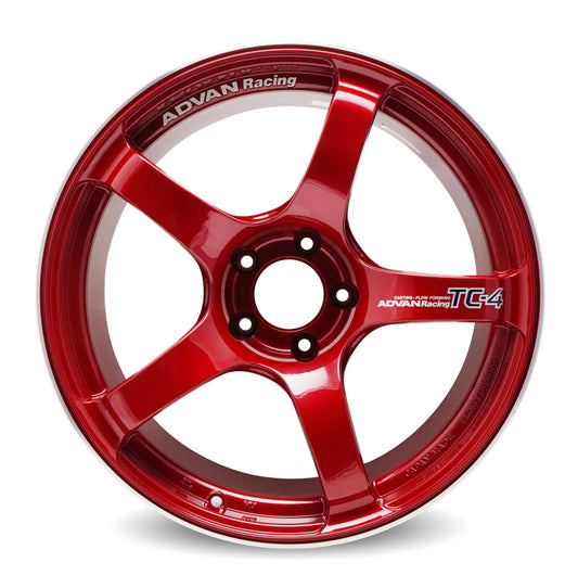 Advan TC4 18x8.5 +38 5-114.3 Racing Candy Red y rueda de anillo