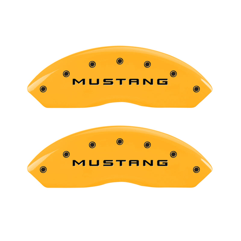 Cubiertas de pinza MGP 4 Grabado Delantero Mustang Grabado Trasero GT Acabado amarillo negro ch