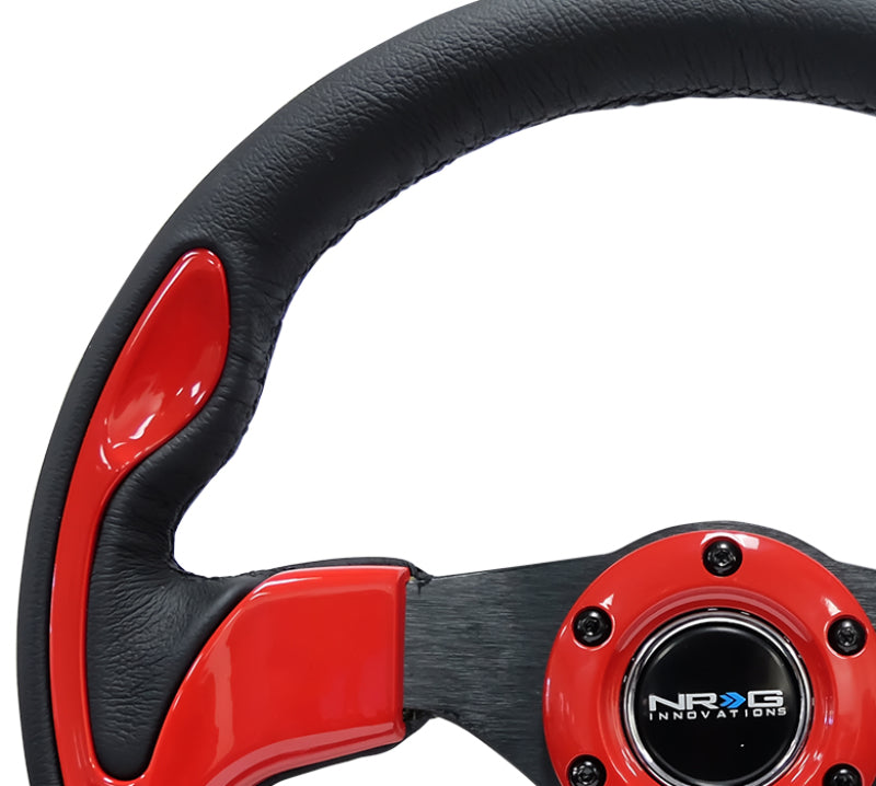 Volante reforzado NRG (320 mm) negro con borde rojo y 3 radios de 5 mm