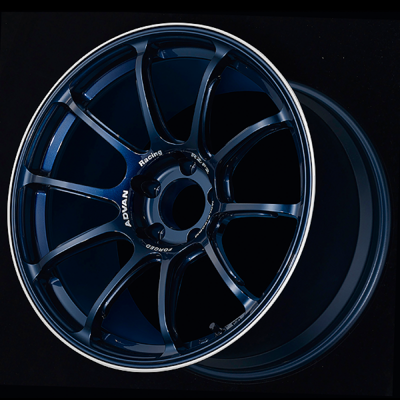 Advan RZ-F2 18x9.5 +44 5-114.3 Racing Titanio Azul y Llanta de Aro