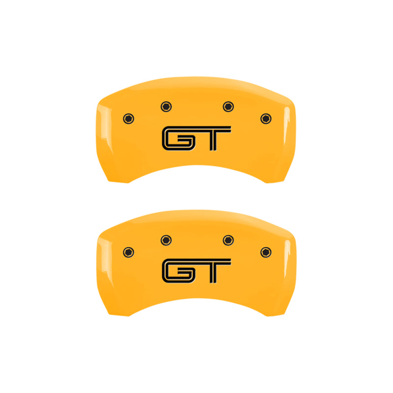 Cubiertas de pinza MGP 4 Grabado Delantero Mustang Grabado Trasero GT Acabado amarillo negro ch