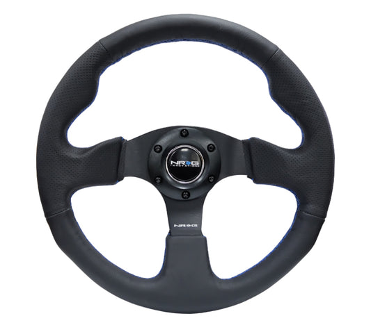 NRG Reinforced Steering Wheel (320mm) Black Leather w/Blue Stitching