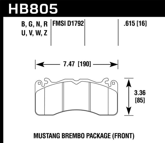 Hawk 15-17 Ford Mustang Brembo Paquete Performance Pastillas de freno delanteras de cerámica