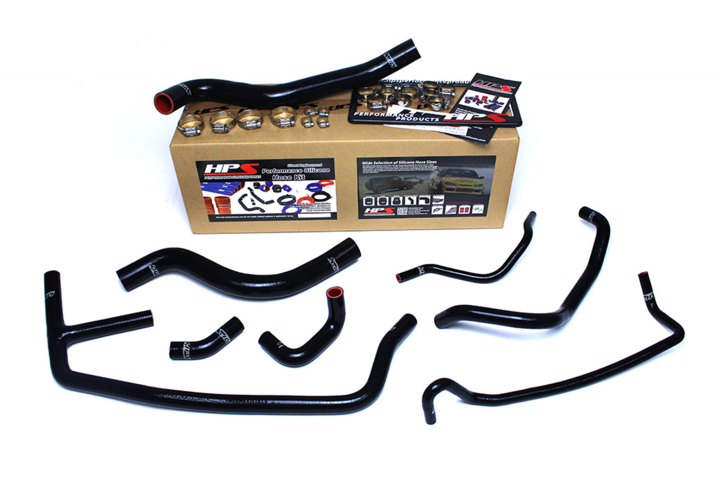 HPS Kit de manguera de radiador y calentador de silicona reforzada, color negro, refrigerante para Ford Mustang Ecoboost 2.3L Turbo 2015-2019