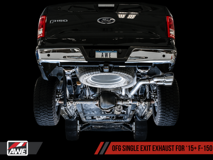 AWE Tuning 2015+ Ford F-150 0FG Single Exit Performance Exhaust System w/4.5in Chrome Silver Tips