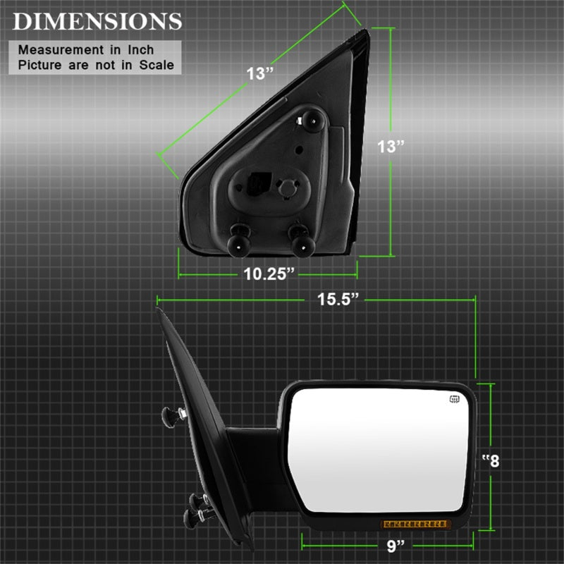 Xtune Ford F150 07-14 Potencia calentada ámbar LED señal OE espejo derecho MIR-03349EH-PR