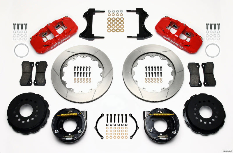 Wilwood AERO4 Kit de freno trasero P 14.00 pulgadas rojo 2005-2014 Mustang