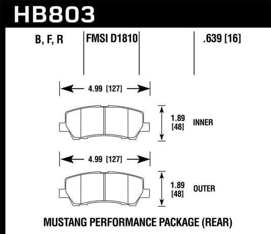 Hawk 16-17 Ford Mustang Paquete Brembo HPS Pastillas de freno traseras