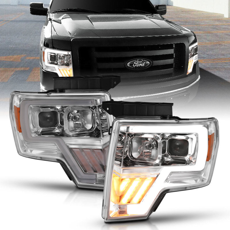 ANZO 2009-2014 Ford F-150 proyector faro cromado ámbar