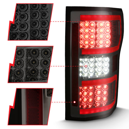 ANZO 2018-2019 Ford F-150 LED Taillight Smoke (Red Light Bar) (w/ Sequential)
