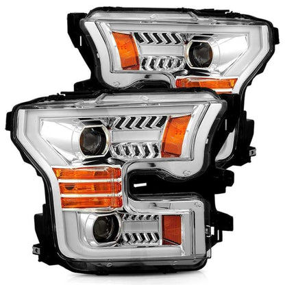 AlphaRex 15-17 Ford F-150 PRO-Series Proyector Faros delanteros estilo tablón Chrm con luz activa/señal Seq