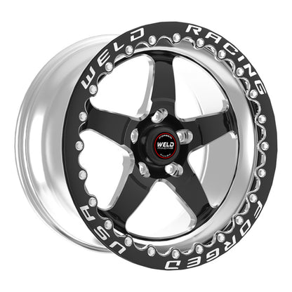 Soldar S71 15x8.33 / 5x4.75 BP / 4.5in. Rueda BS negra (almohadilla baja) - Black Single Beadlock MT